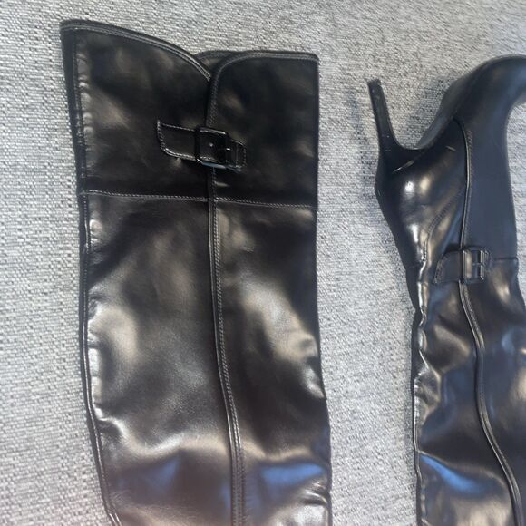 Nine West Boots Womens 6.5 Black Over The Knee Zip Up Witchy‎ Goth Whimsigoth - Picture 2 of 8